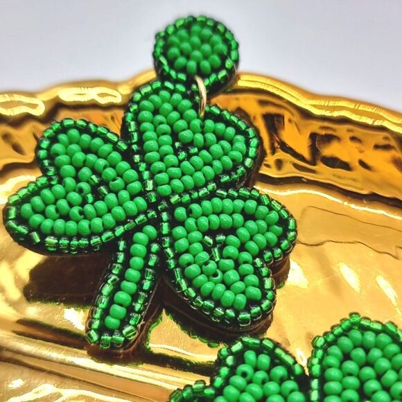 Bling CLOVER exquisite seed bead water drop earrings - Picture 4 of 8